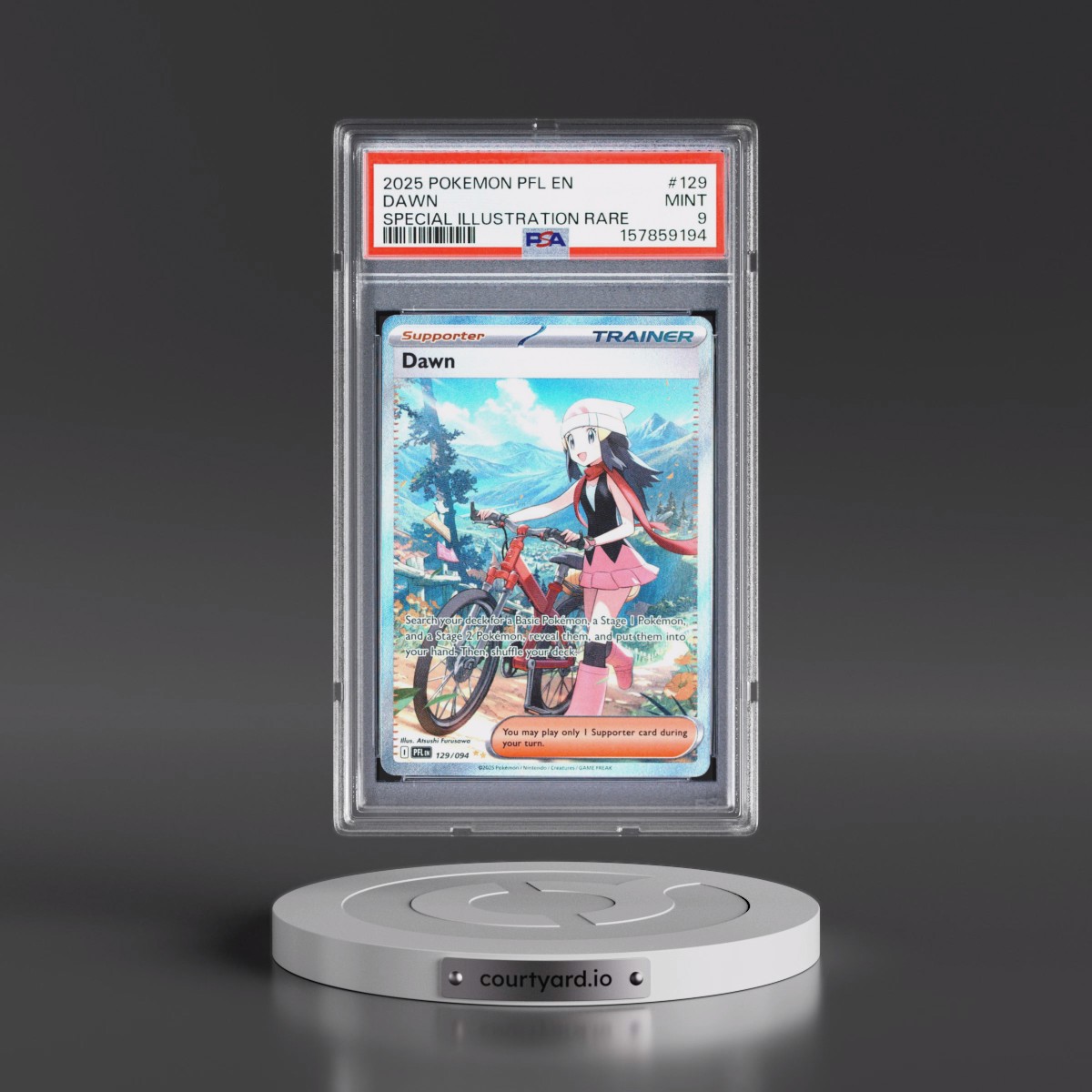 2025 Pokémon Pfl EN-Phantasmal Flames #129 Dawn - Special Illustration Rare (PSA 9 MINT)