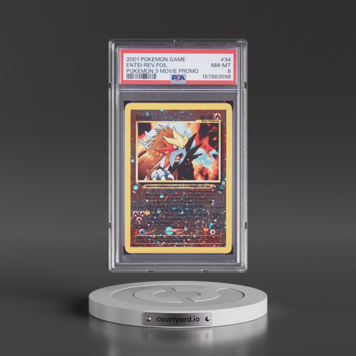2001 Pokémon Game Movie #34 Entei - Reverse Foil Pokemon 3 Movie Promo (PSA 8 NM-MT)