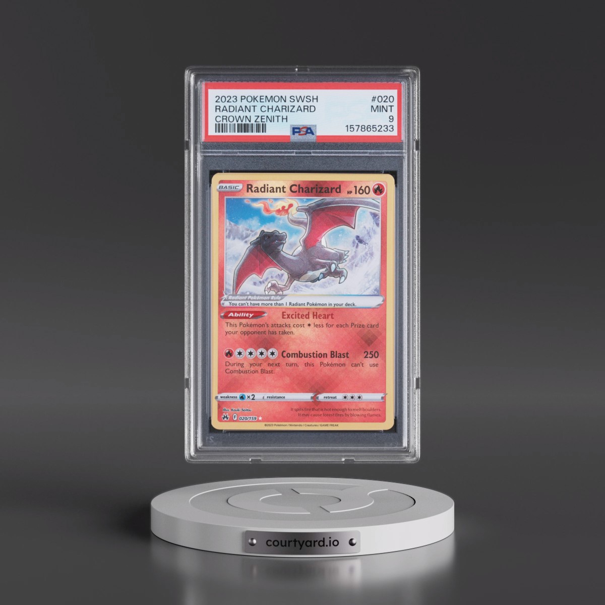 2023 Pokémon Sword and Shield Crown Zenith #020 Radiant Charizard - Holo (PSA 9 MINT)