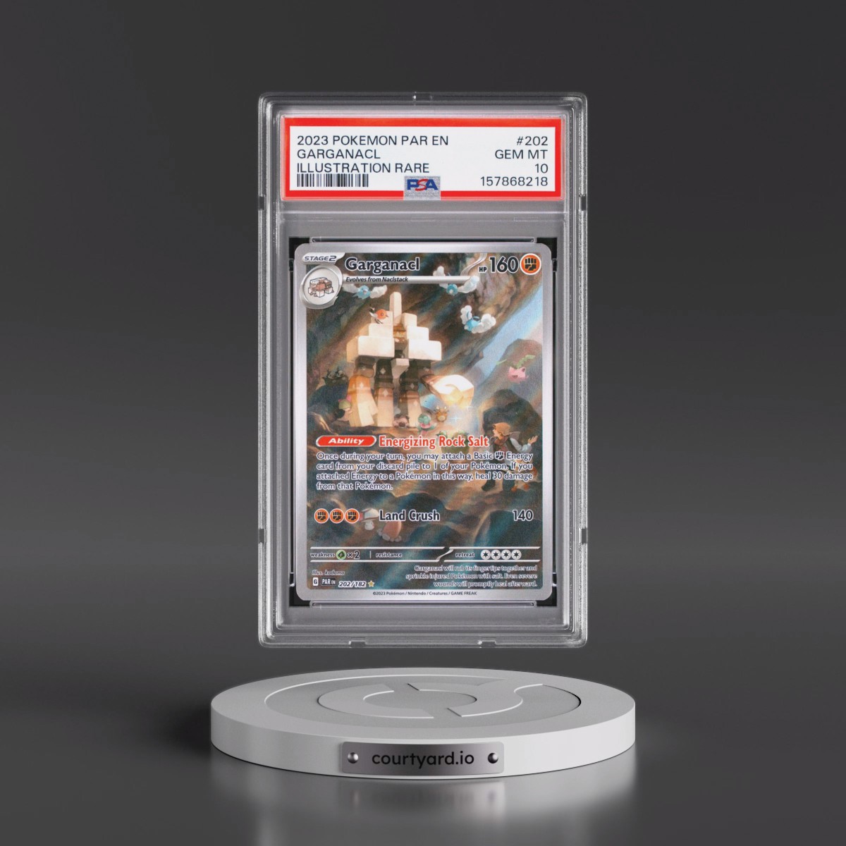 2023 Pokémon Par EN-Paradox Rift #202 Garganacl - Illustration Rare (PSA 10 GEM MINT)