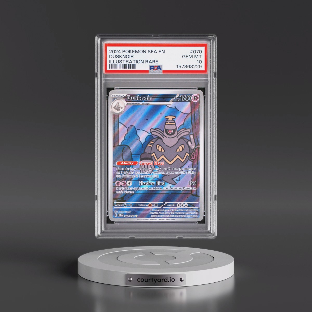 2024 Pokémon Sfa EN-Shrouded Fable #070 Dusknoir - Illustration Rare (PSA 10 GEM MINT)
