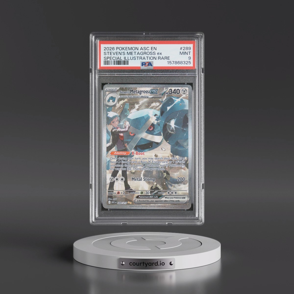 2026 Pokémon Asc EN-Ascended Heroes #289 Steven's Metagross EX - Holo Special Illustration Rare (PSA 9 MINT)