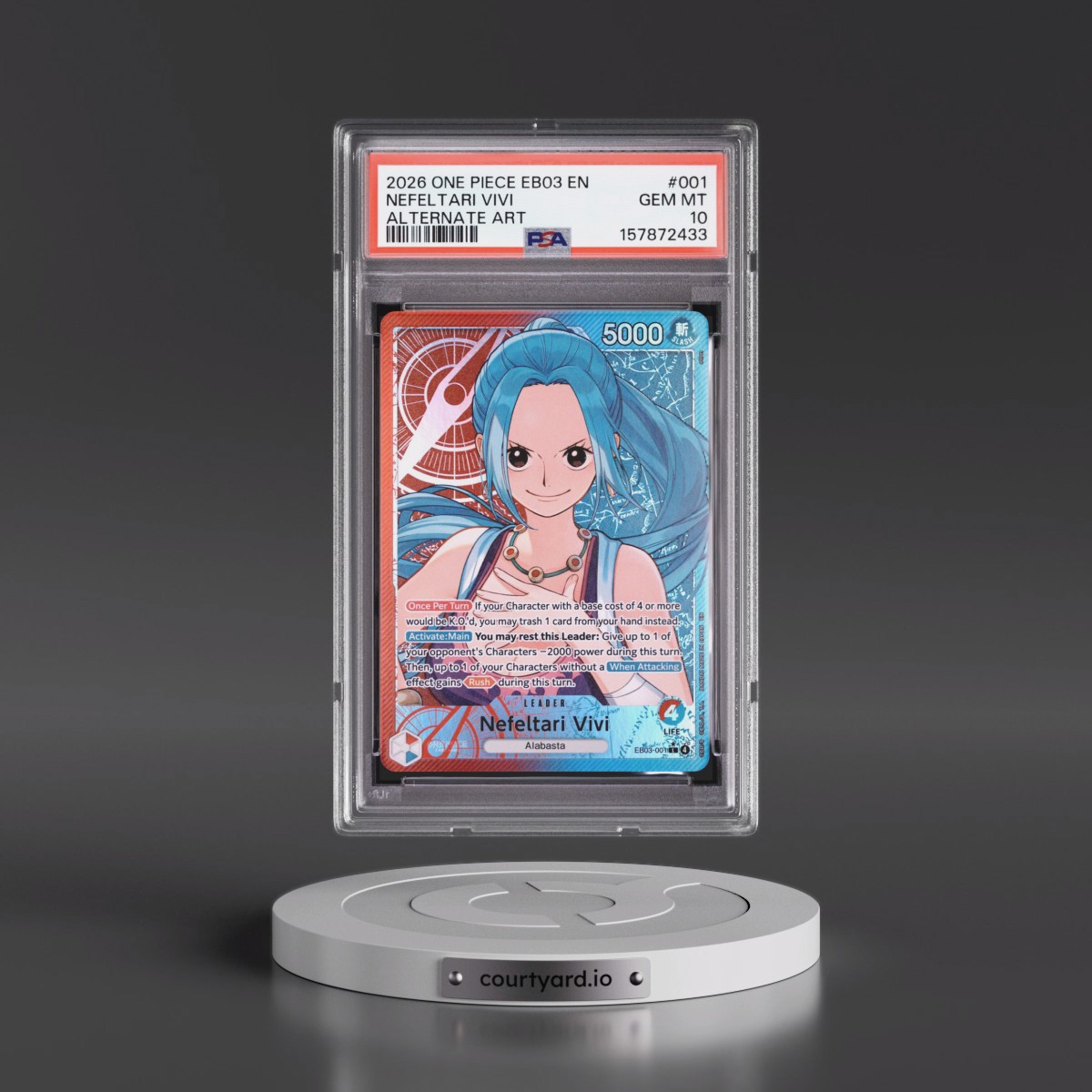 2026 One Piece EB03-Extra Booster -One Piece Heroines Edition #001 Nefeltari Vivi - Alternate Art (PSA 10 GEM MINT)