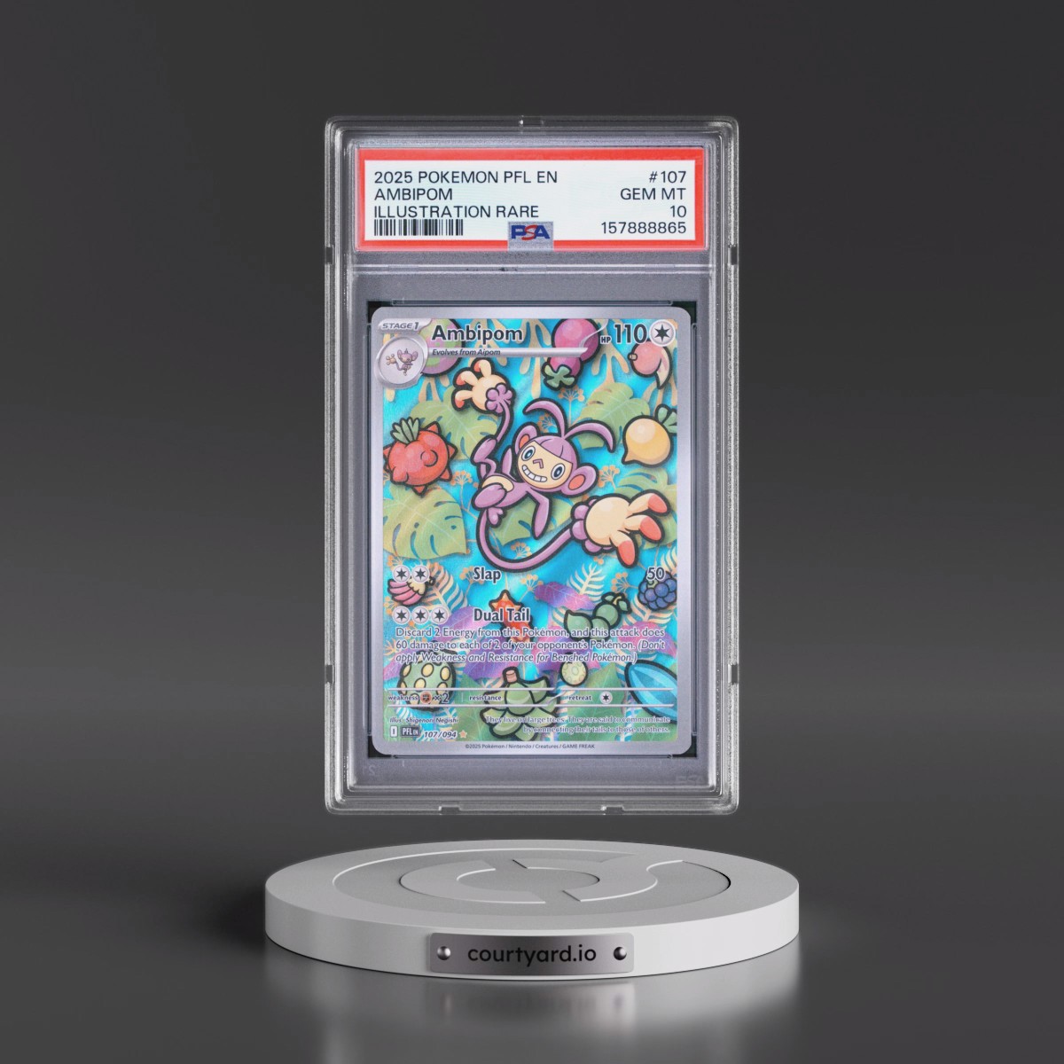 2025 Pokémon Pfl EN-Phantasmal Flames #107 Ambipom - Illustration Rare (PSA 10 GEM MINT)