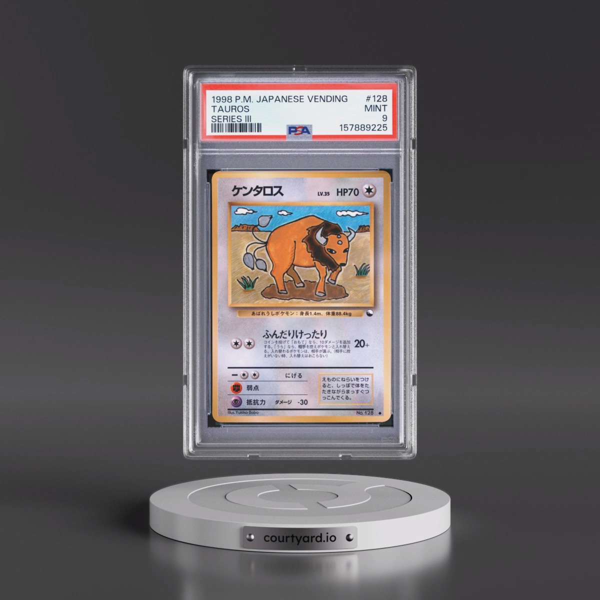1998 Pokémon Vending #128 Tauros - Series III (PSA 9 MINT)