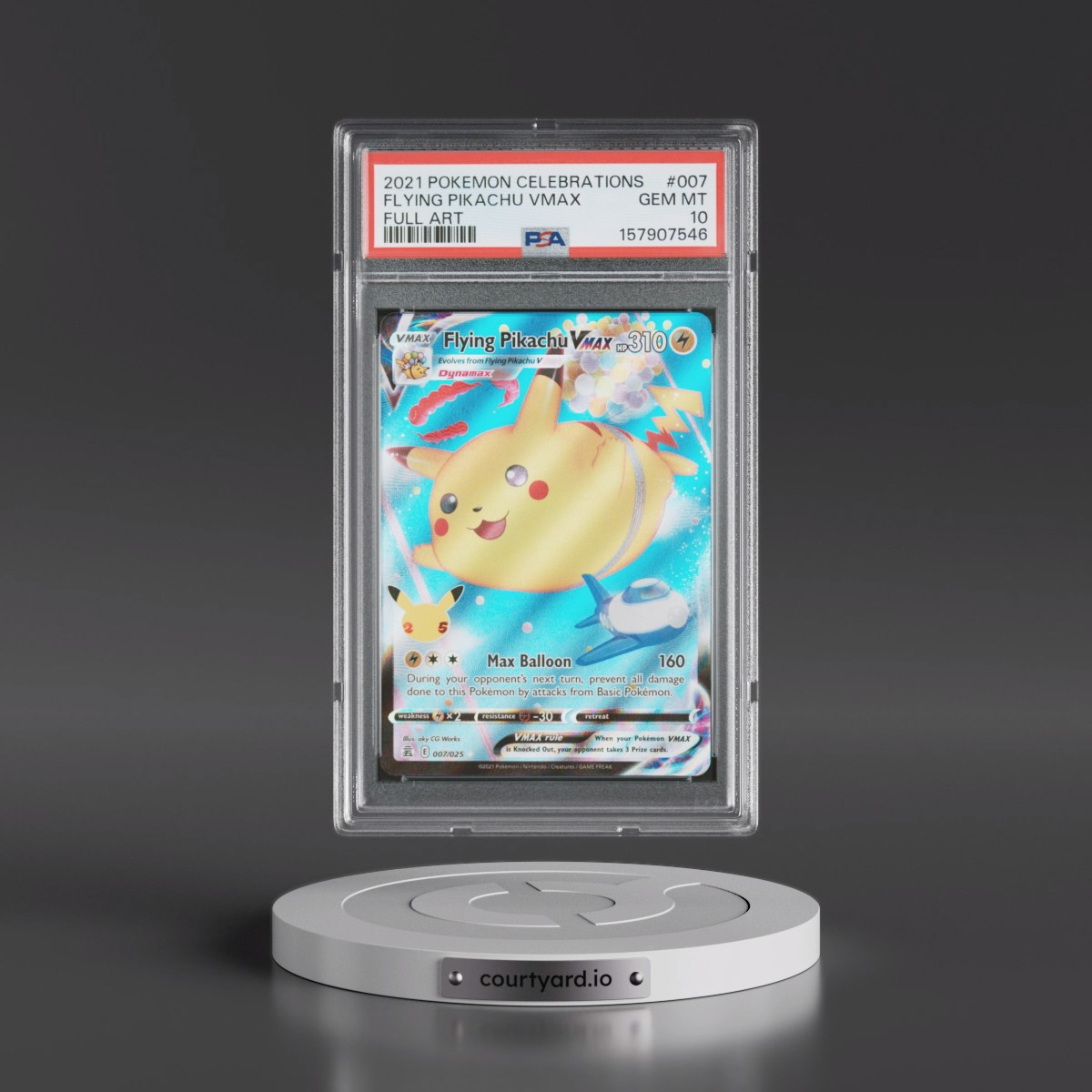 2021 Pokémon Celebrations #007 Flying Pikachu Vmax - Full Art (PSA 10 GEM MINT)