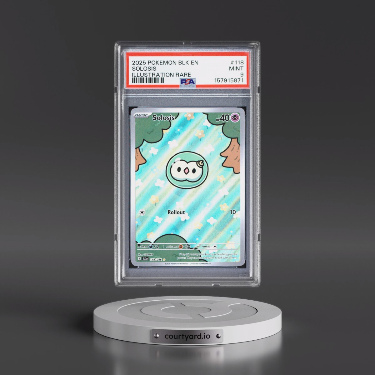 2025 Pokémon Blk EN-Black Bolt #118 Solosis - Illustration Rare (PSA 9 MINT)