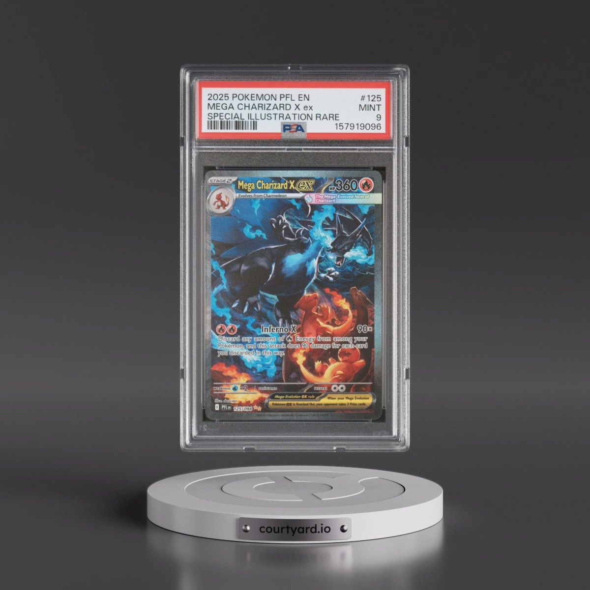 2025 Pokémon Pfl EN-Phantasmal Flames #125 Mega Charizard X EX - Holo Special Illustration Rare (PSA 9 MINT)