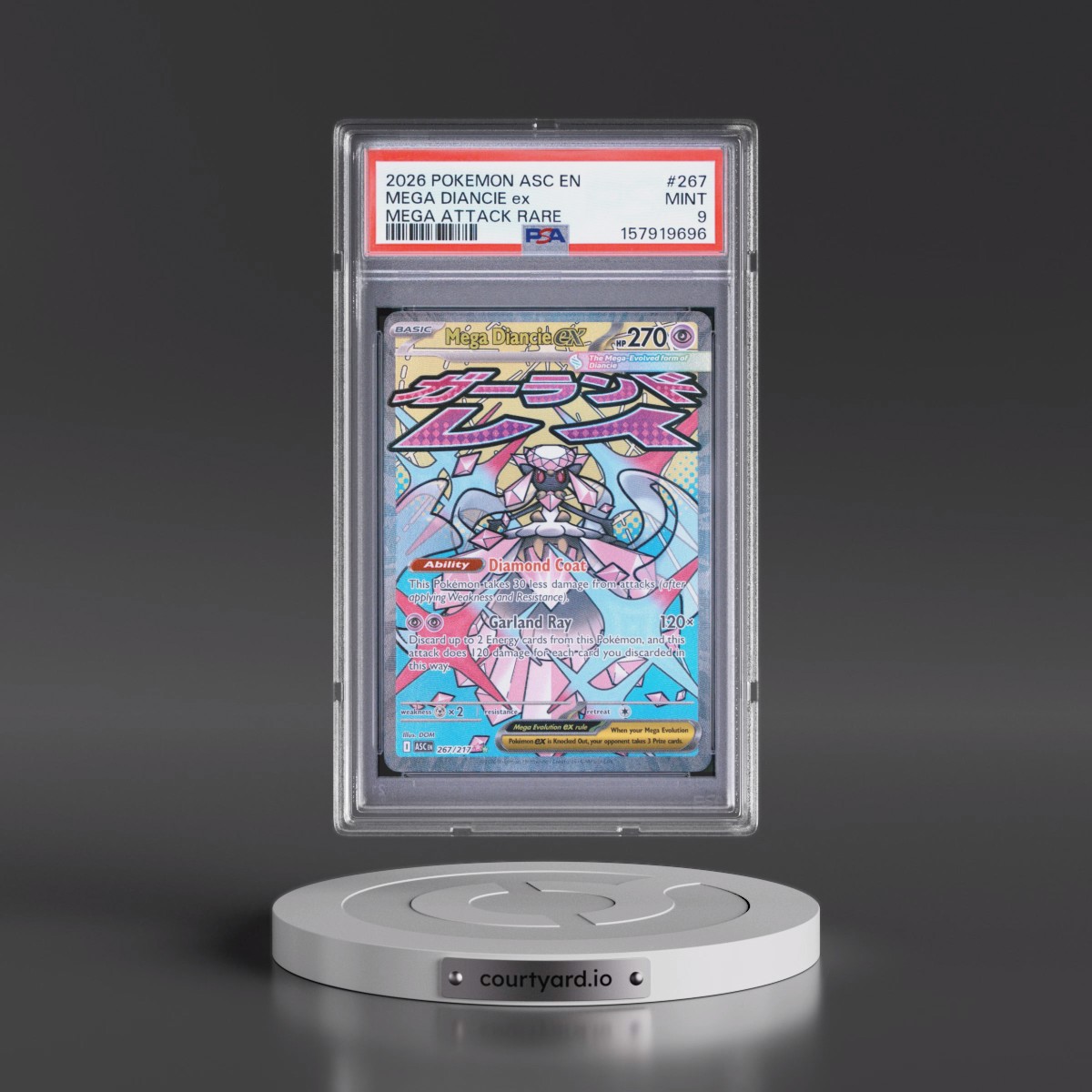 2026 Pokémon Asc EN-Ascended Heroes #267 Mega Diancie EX - Holo Mega Attack Rare (PSA 9 MINT)
