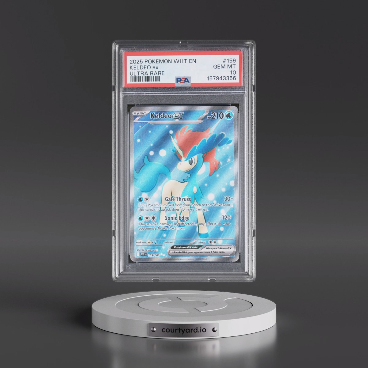 2025 Pokémon Wht EN-White Flare #159 Keldeo EX - Holo Ultra Rare (PSA 10 GEM MINT)