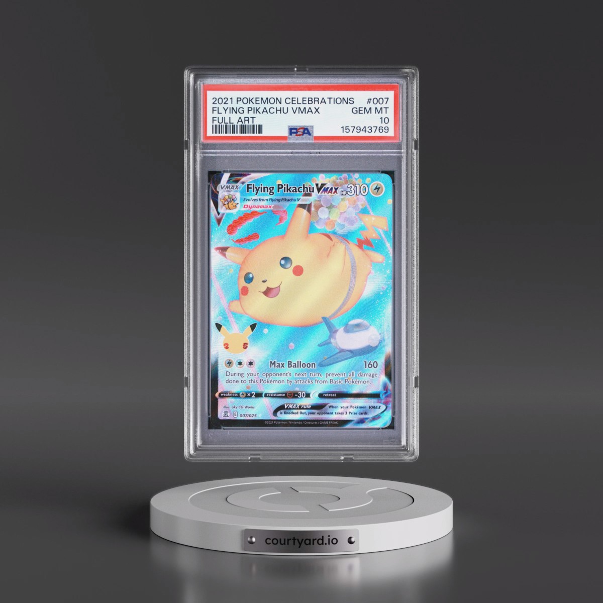 2021 Pokémon Celebrations #007 Flying Pikachu Vmax - Full Art (PSA 10 GEM MINT)