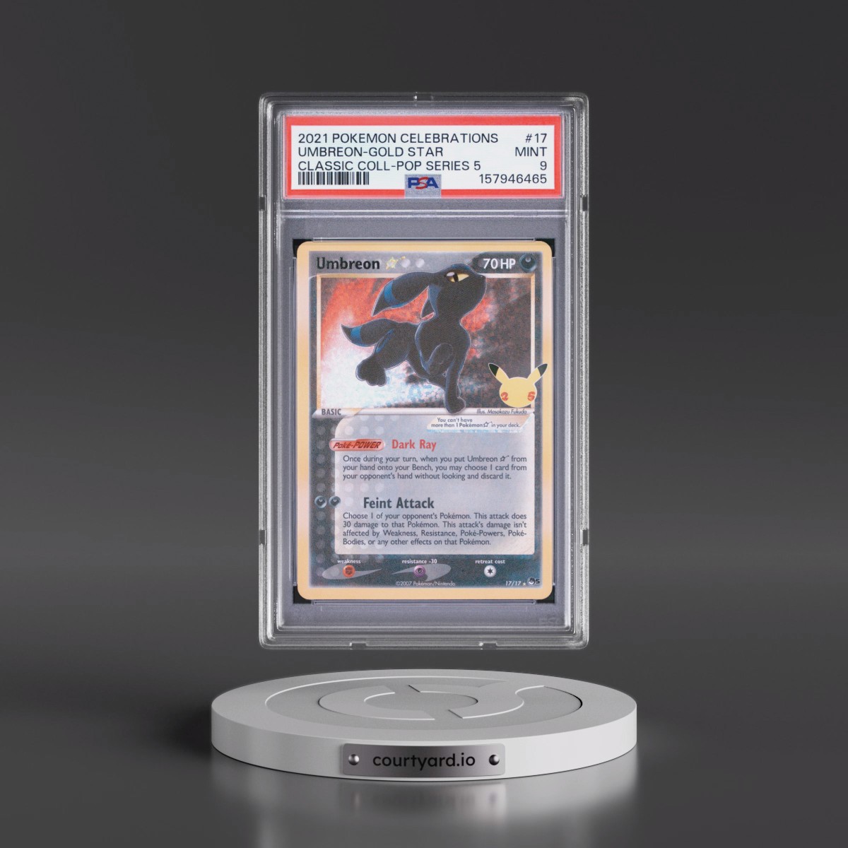 2021 Pokémon Celebrations Classic Collection #17 Umbreon-Gold Star (PSA 9 MINT)