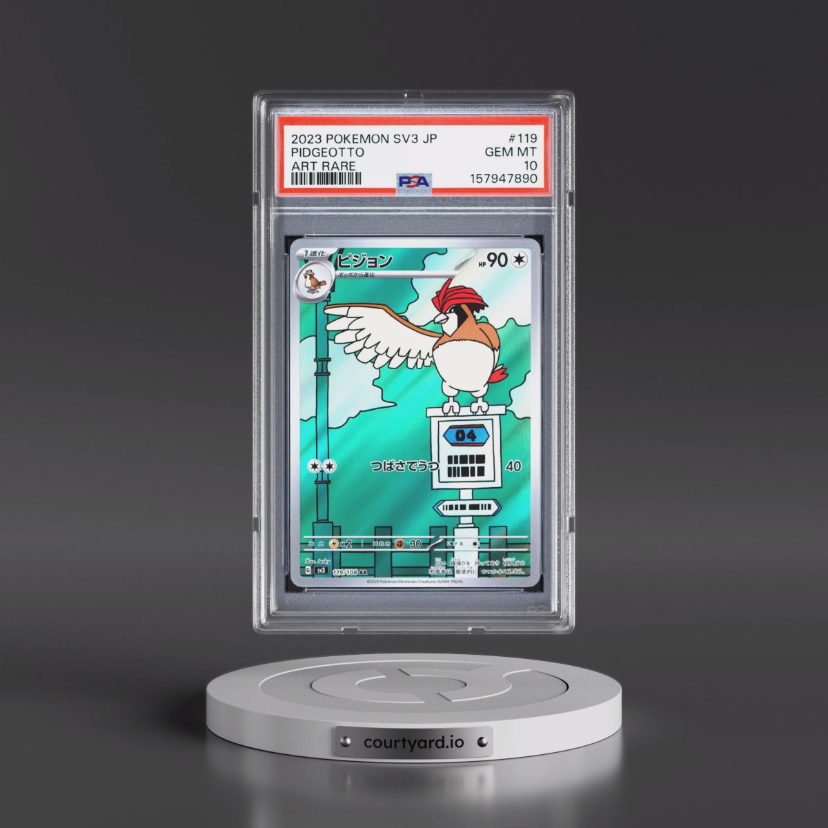 2023 Pokémon SV3-Ruler of the Black Flame #119 Pidgeotto - Art Rare (PSA 10 GEM MINT)