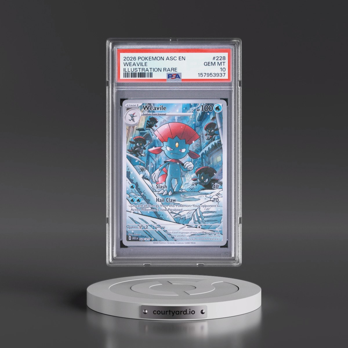2026 Pokémon Asc EN-Ascended Heroes #228 Weavile - Illustration Rare (PSA 10 GEM MINT)