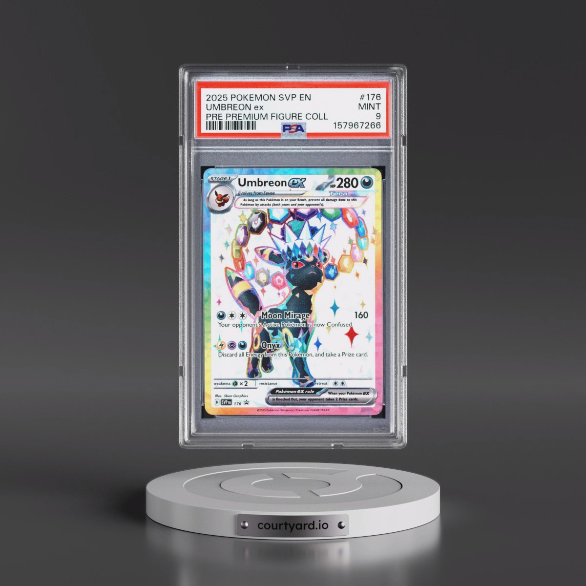 2025 Pokémon Svp EN-SV Black Star Promo #176 Umbreon EX - Holo Prismatic Evolutions Premium Figure Collection (PSA 9 MINT)