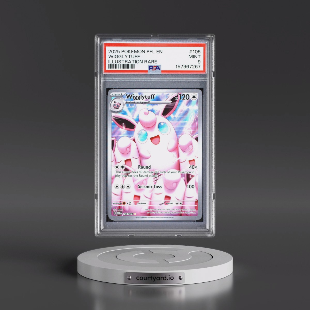2025 Pokémon Pfl EN-Phantasmal Flames #105 Wigglytuff - Illustration Rare (PSA 9 MINT)