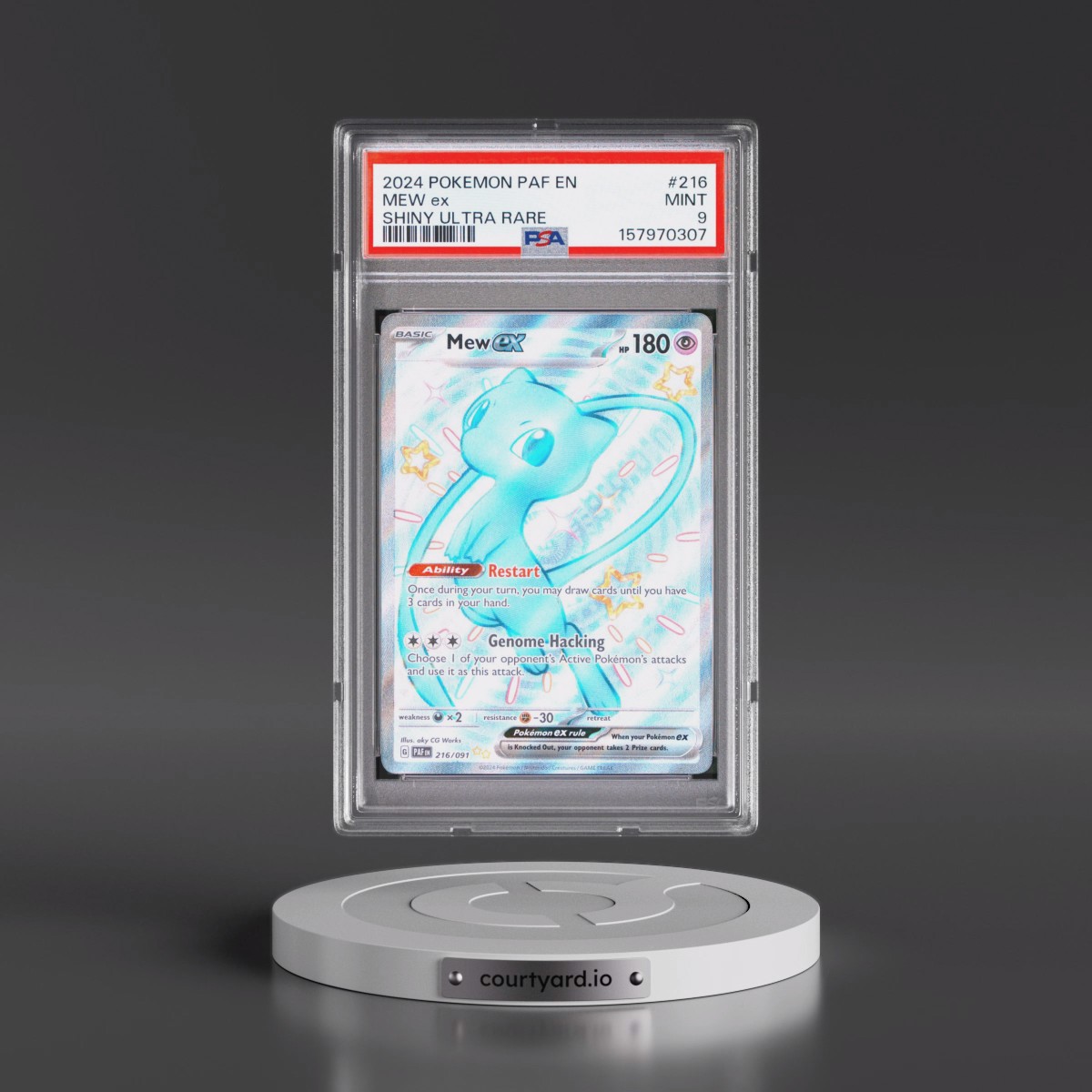 2024 Pokémon Paf EN-Paldean Fates #216 Mew EX - Holo Shiny Ultra Rare (PSA 9 MINT)