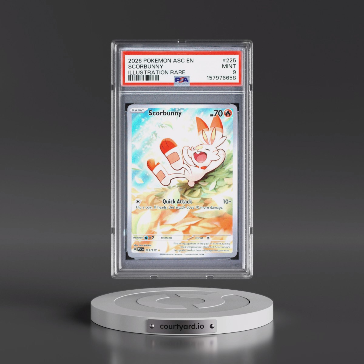 2026 Pokémon Asc EN-Ascended Heroes #225 Scorbunny - Illustration Rare (PSA 9 MINT)
