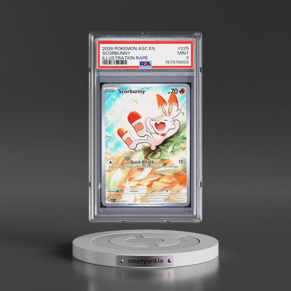 2026 Pokémon Asc EN-Ascended Heroes #225 Scorbunny - Illustration Rare (PSA 9 MINT)