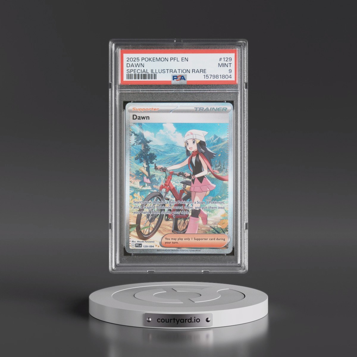 2025 Pokémon Pfl EN-Phantasmal Flames #129 Dawn - Special Illustration Rare (PSA 9 MINT)