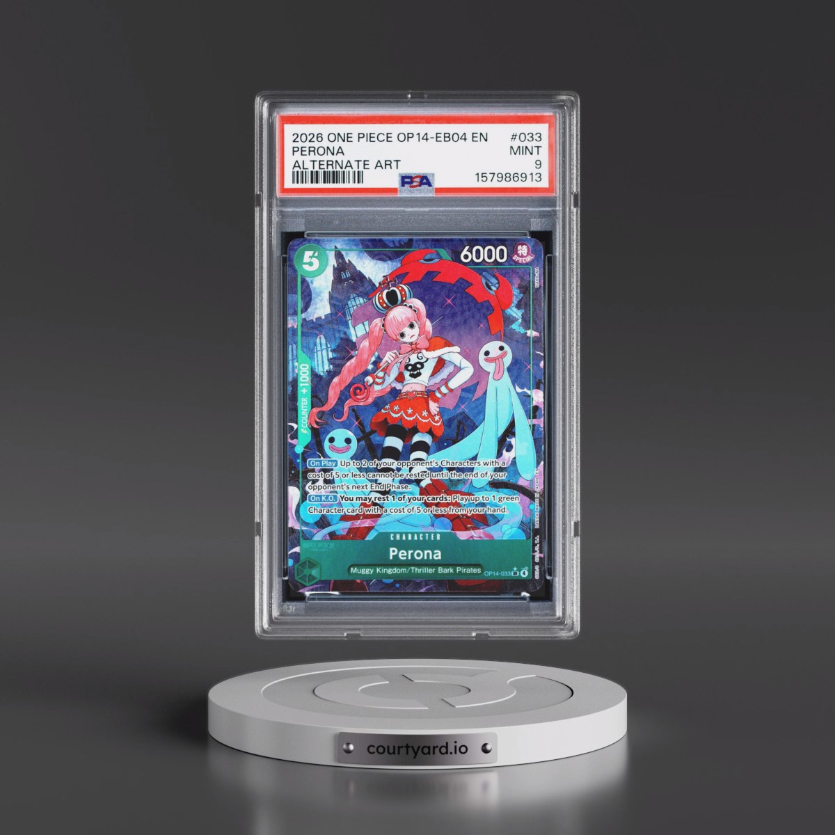 2026 One Piece OP14-EB04-the Azure Sea's Seven #033 Perona - Alternate Art (PSA 9 MINT)