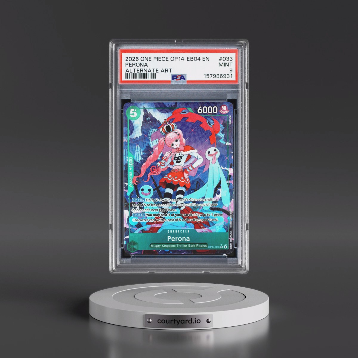 2026 One Piece OP14-EB04-the Azure Sea's Seven #033 Perona - Alternate Art (PSA 9 MINT)