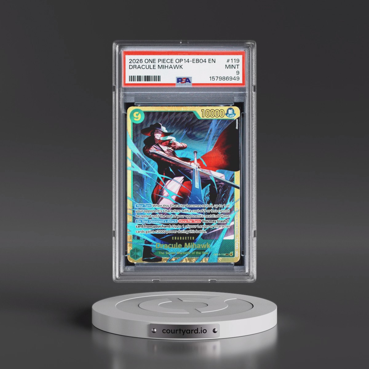 2026 One Piece OP14-EB04-the Azure Sea's Seven #119 Dracule Mihawk (PSA 9 MINT)