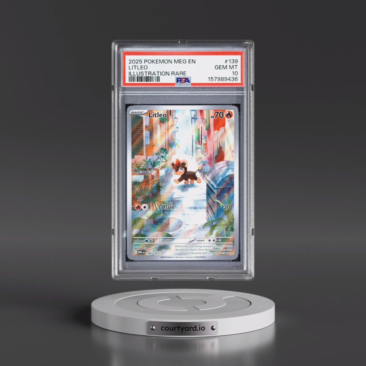 2025 Pokémon Meg EN-Mega Evolution #139 Litleo - Illustration Rare (PSA 10 GEM MINT)