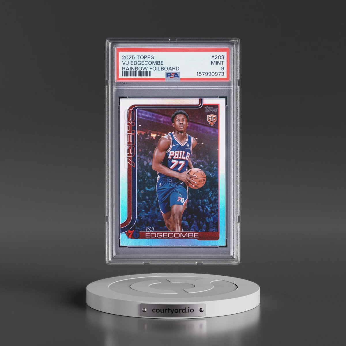 2025 Topps #203 VJ Edgecombe - Rainbow Foilboard (PSA 9 MINT)