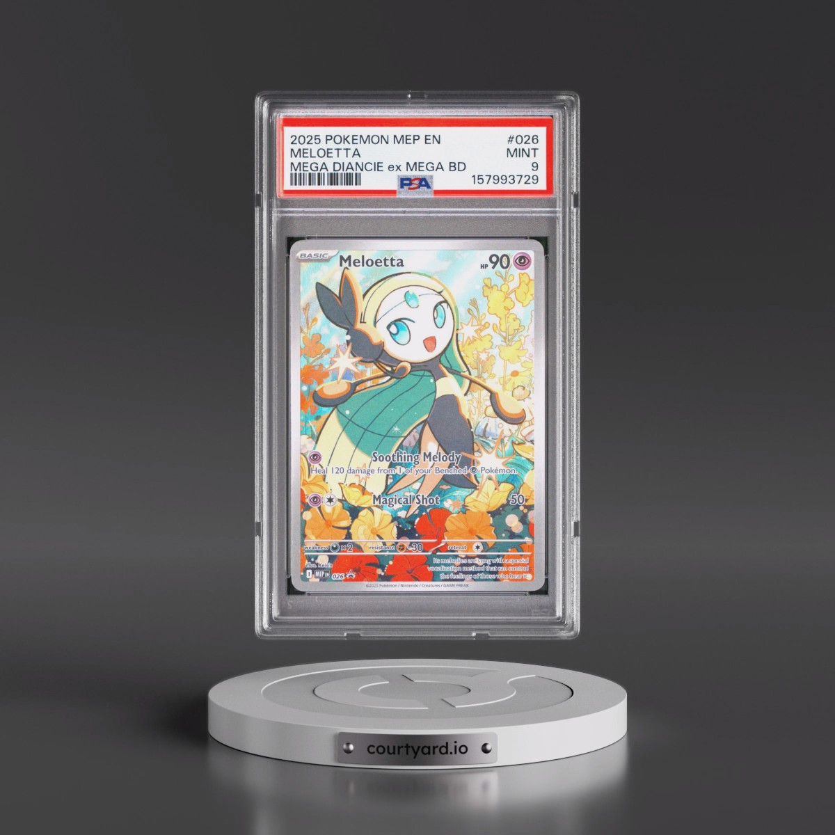 2025 Pokémon Mep EN-Me Black Star Promo #026 Meloetta - Mega Diancie EX Mega Battle Deck (PSA 9 MINT)