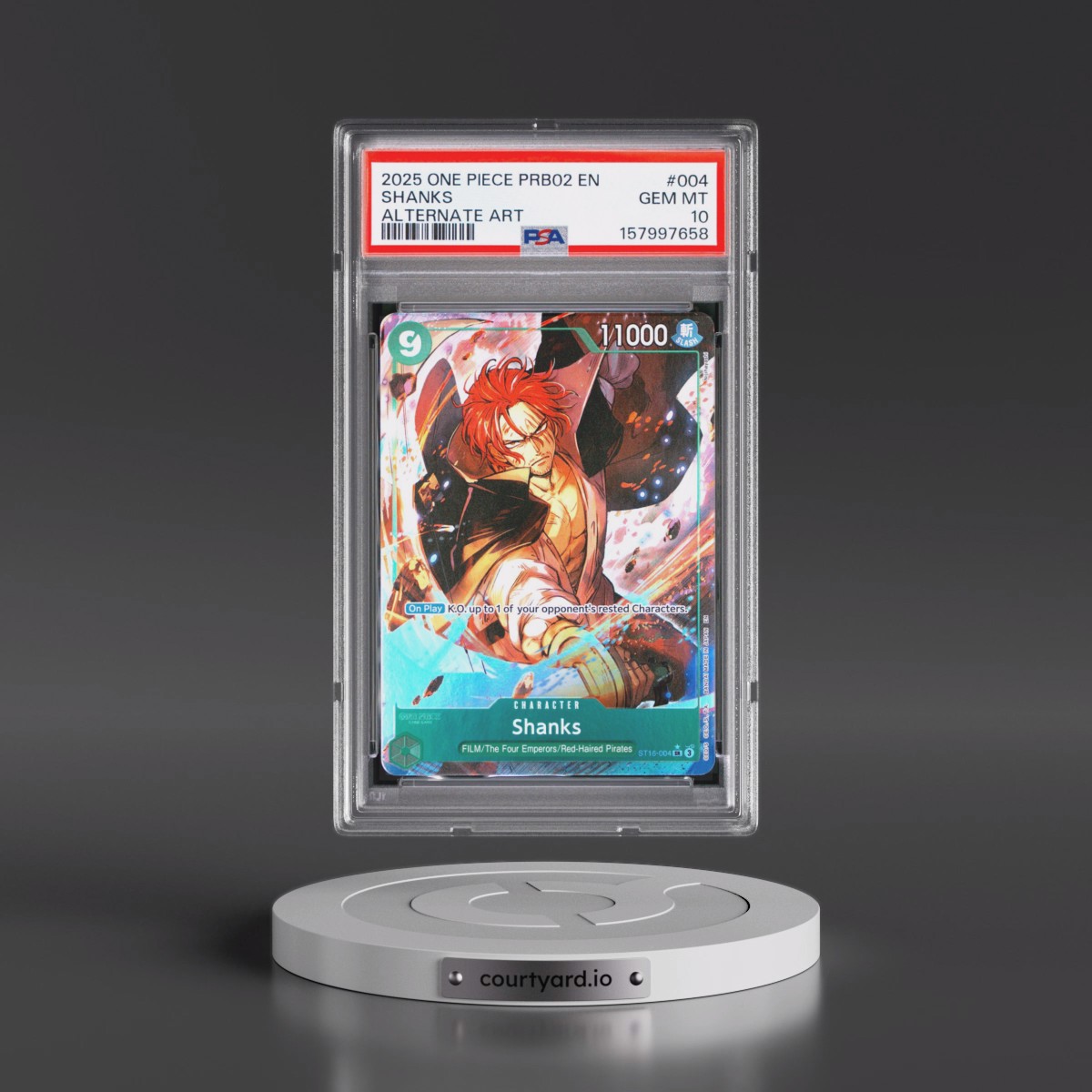 2025 One Piece PRB02-Premium Booster -One Piece Card the Best- Vol.2 #004 Shanks - Alternate Art (PSA 10 GEM MINT)