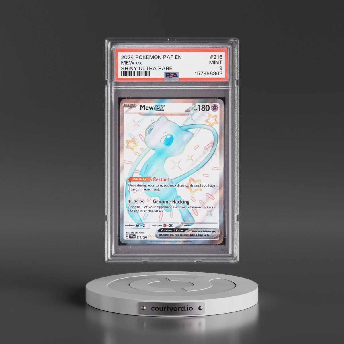 2024 Pokémon Paf EN-Paldean Fates #216 Mew EX - Holo Shiny Ultra Rare (PSA 9 MINT)