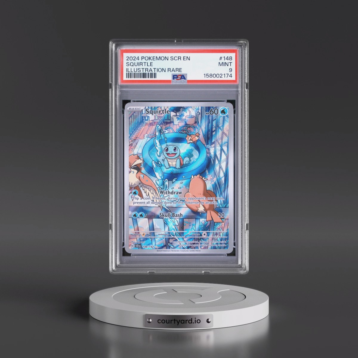 2024 Pokémon Scr EN-Stellar Crown #148 Squirtle - Illustration Rare (PSA 9 MINT)