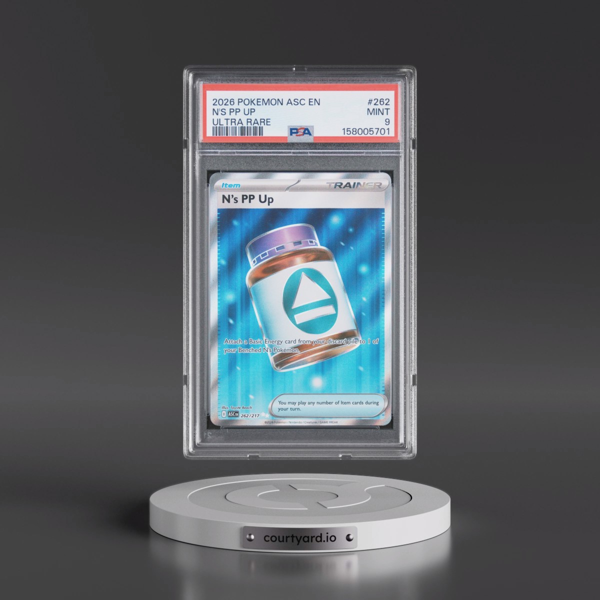 2026 Pokémon Asc EN-Ascended Heroes #262 N's PP Up - Ultra Rare (PSA 9 MINT)