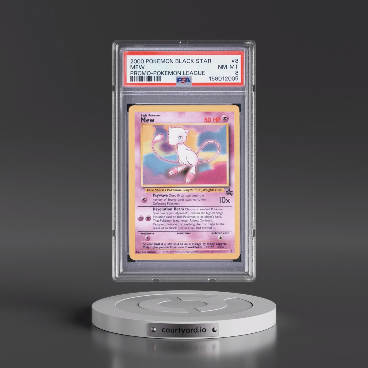 2000 Pokémon Promo Black Star #8 Mew - Pokemon League (PSA 8 NM-MT)