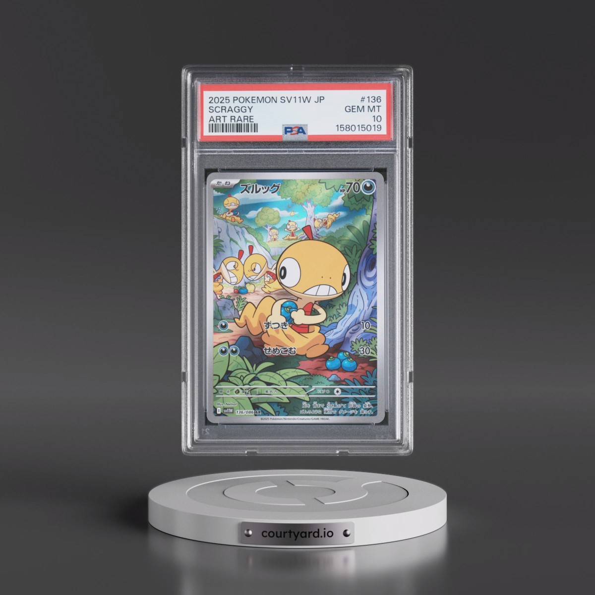 2025 Pokémon Sv11w-White Flare #136 Scraggy - Art Rare (PSA 10 GEM MINT)