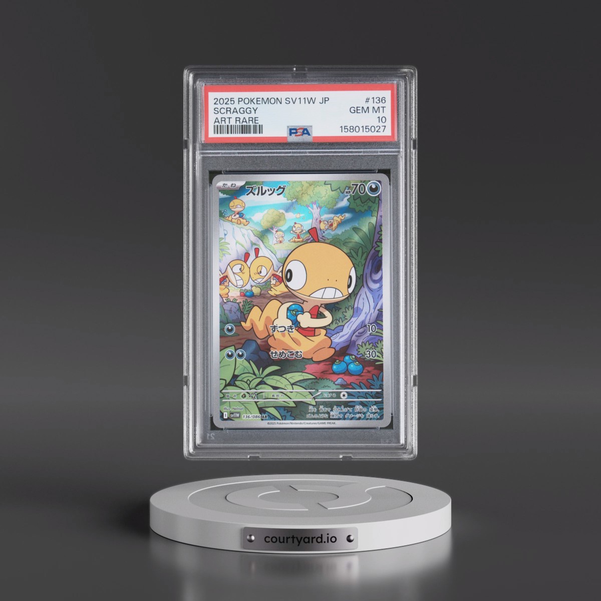 2025 Pokémon Sv11w-White Flare #136 Scraggy - Art Rare (PSA 10 GEM MINT)