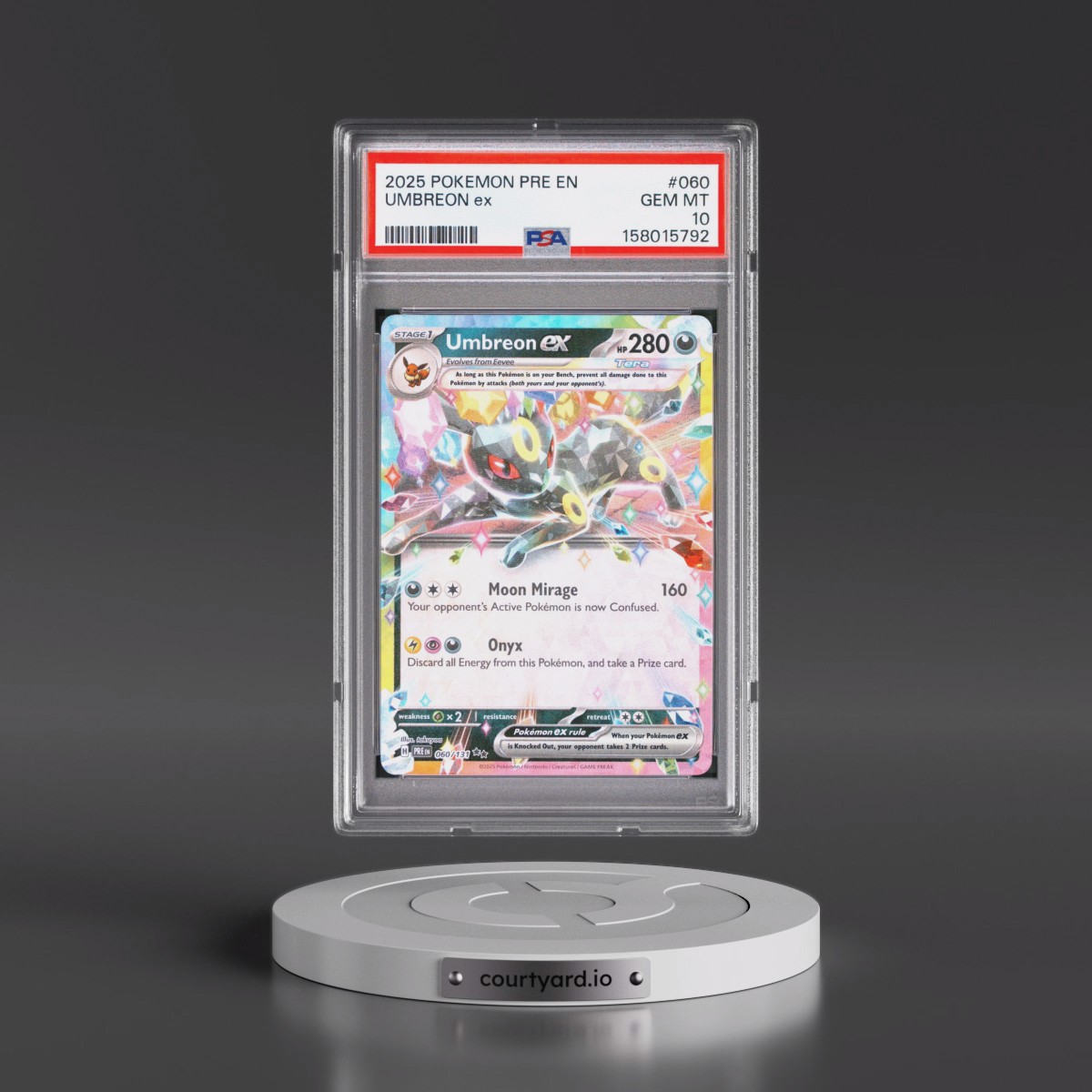 2025 Pokémon Pre EN-Prismatic Evolutions #060 Umbreon EX - Holo (PSA 10 GEM MINT)
