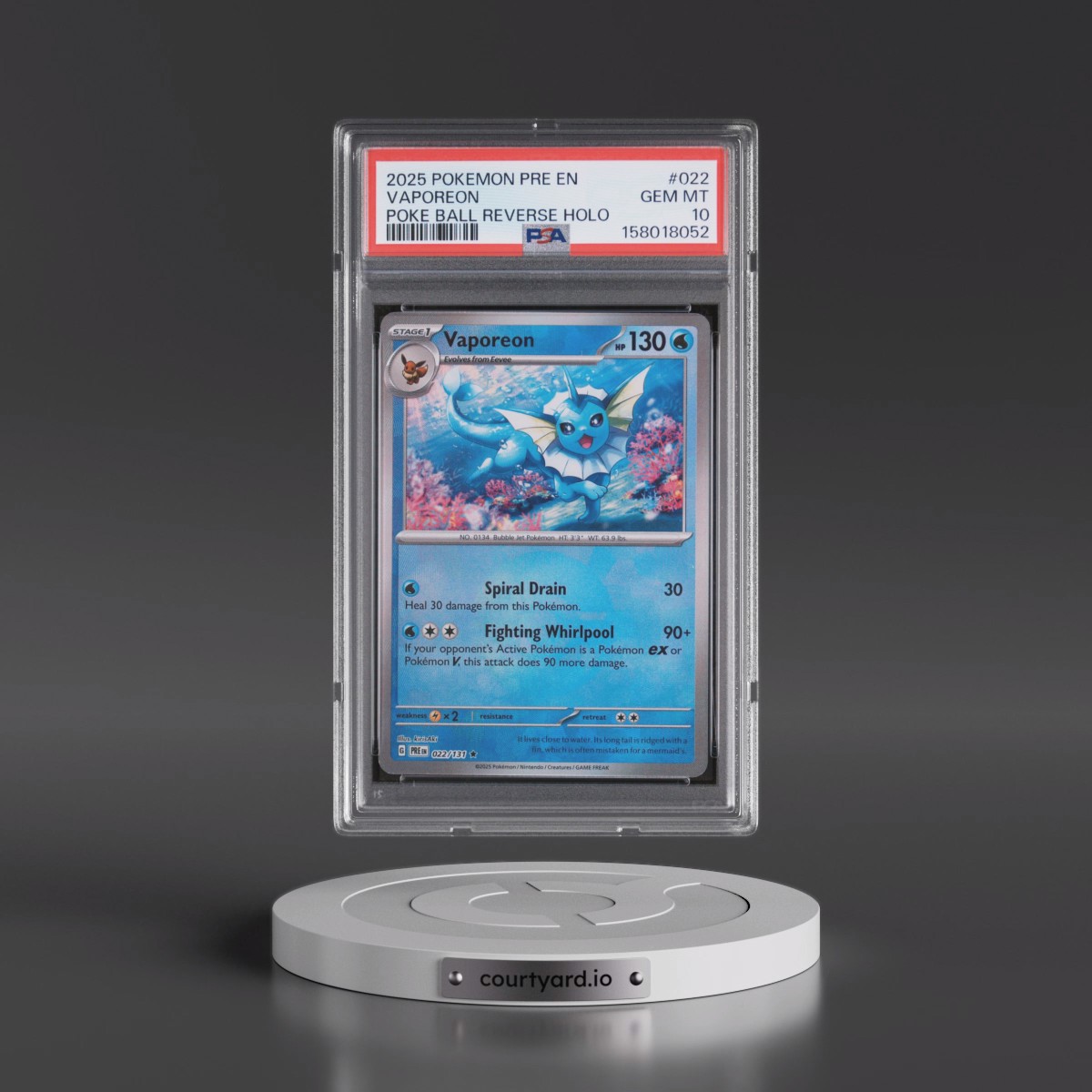 2025 Pokémon Pre EN-Prismatic Evolutions #022 Vaporeon - Reverse Holo Poke Ball (PSA 10 GEM MINT)
