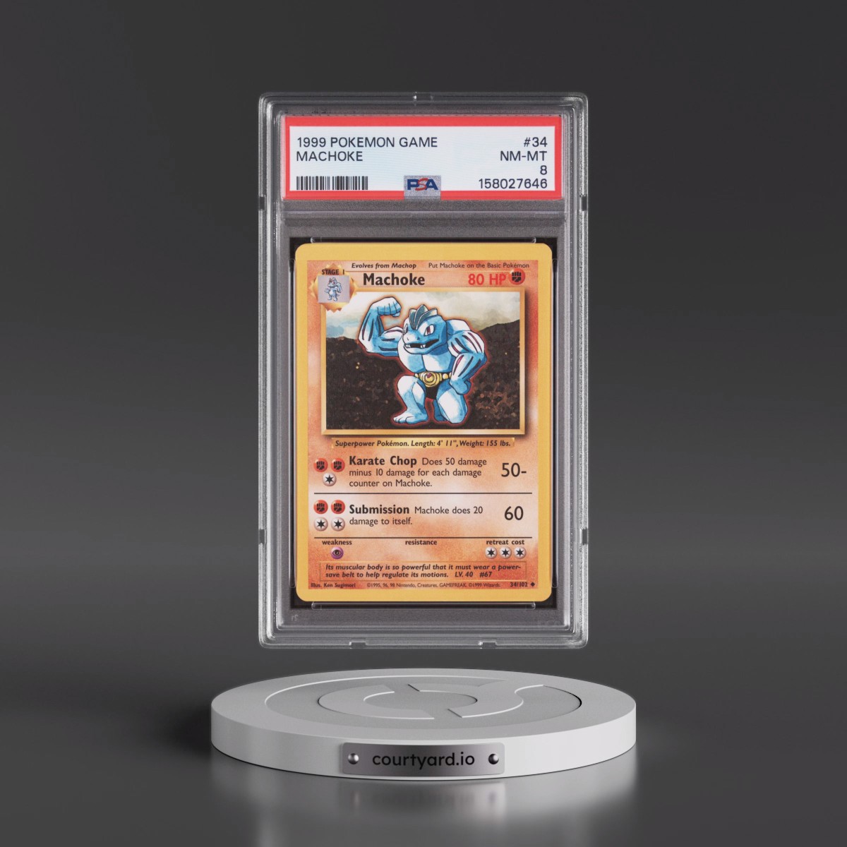 1999 Pokémon Game #34 Machoke (PSA 8 NM-MT)