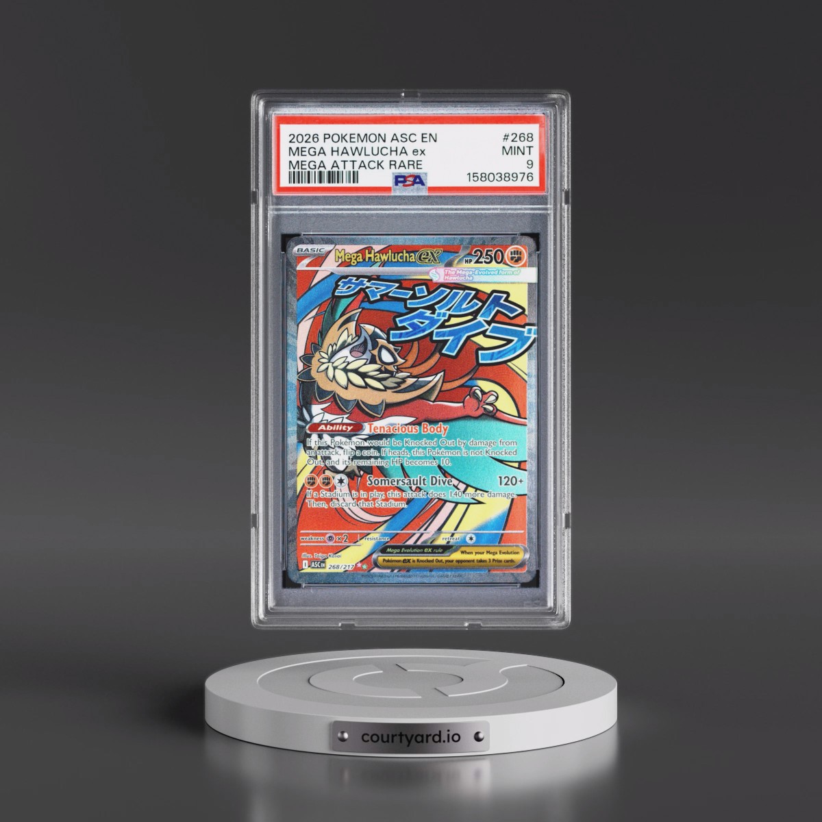 2026 Pokémon Asc EN-Ascended Heroes #268 Mega Hawlucha EX - Holo Mega Attack Rare (PSA 9 MINT)