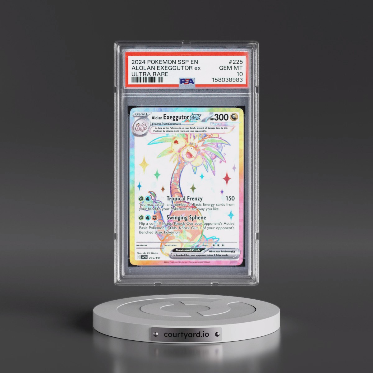 2024 Pokémon Ssp EN-Surging Sparks #225 Alolan Exeggutor EX - Holo Ultra Rare (PSA 10 GEM MINT)