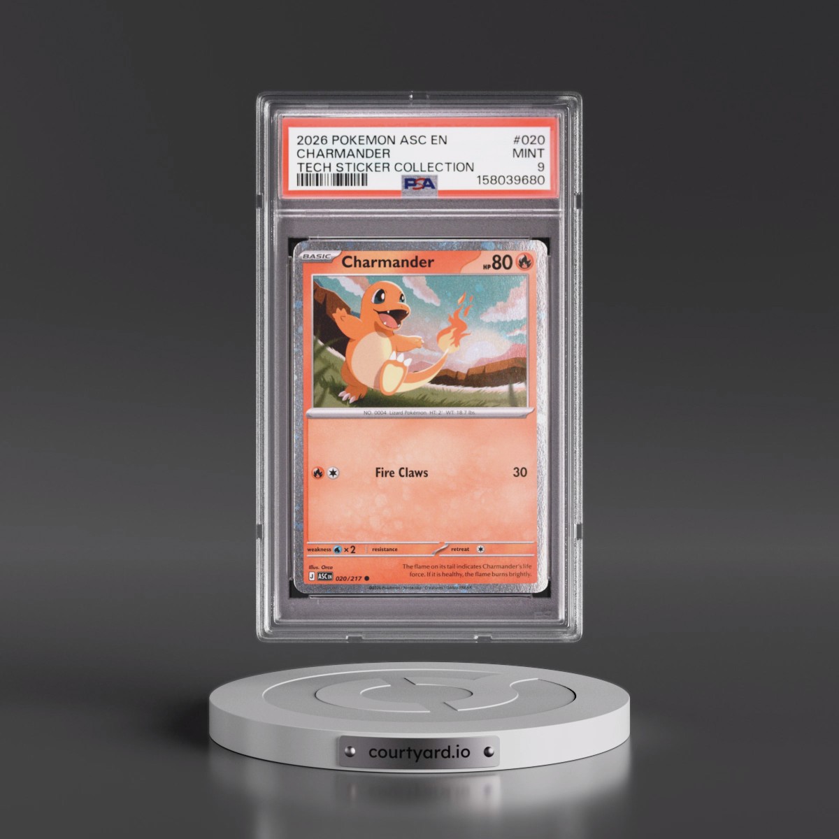 2026 Pokémon Asc EN-Ascended Heroes #020 Charmander - Tech Sticker Collection (PSA 9 MINT)