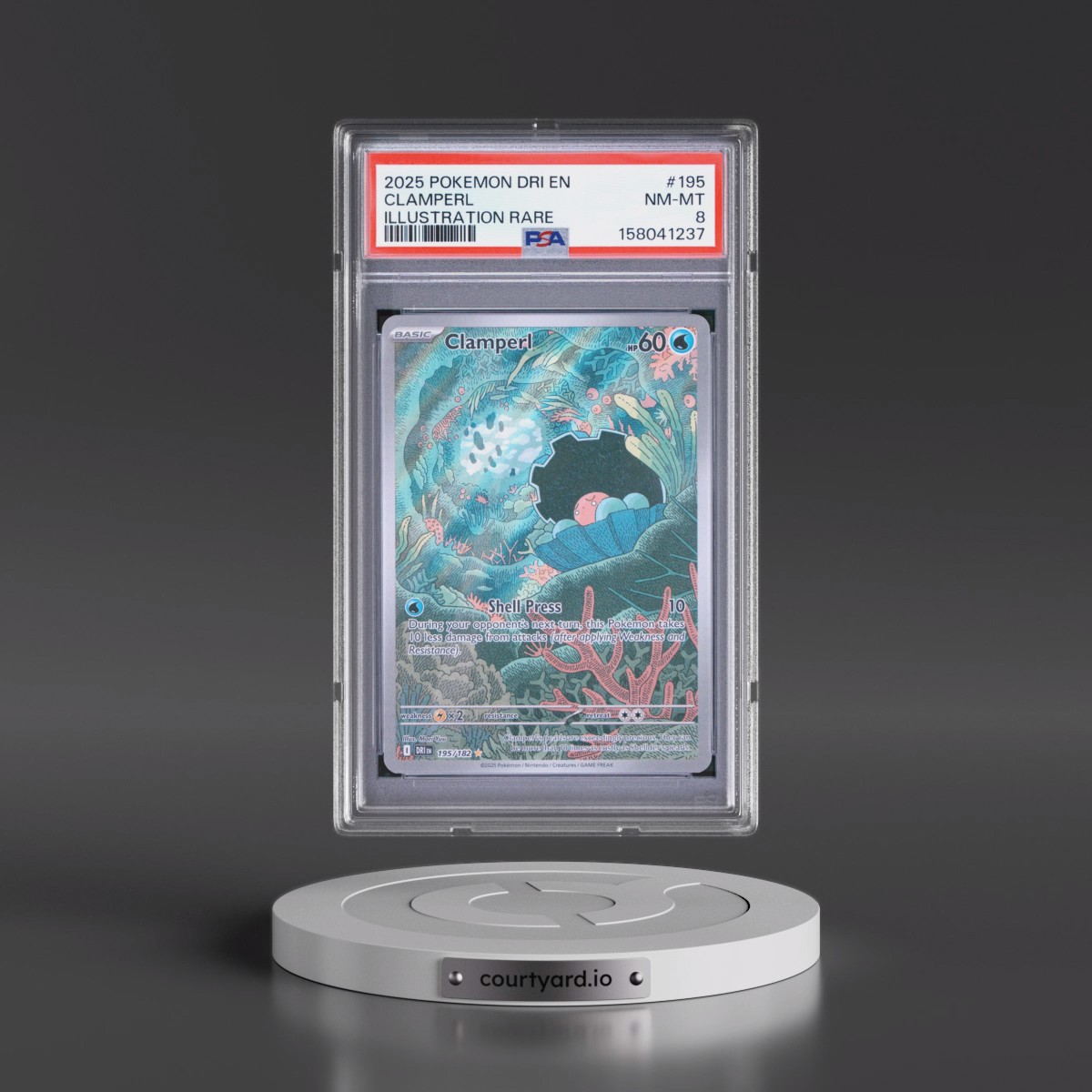 2025 Pokémon Dri EN-Destined Rivals #195 Clamperl - Illustration Rare (PSA 8 NM-MT)