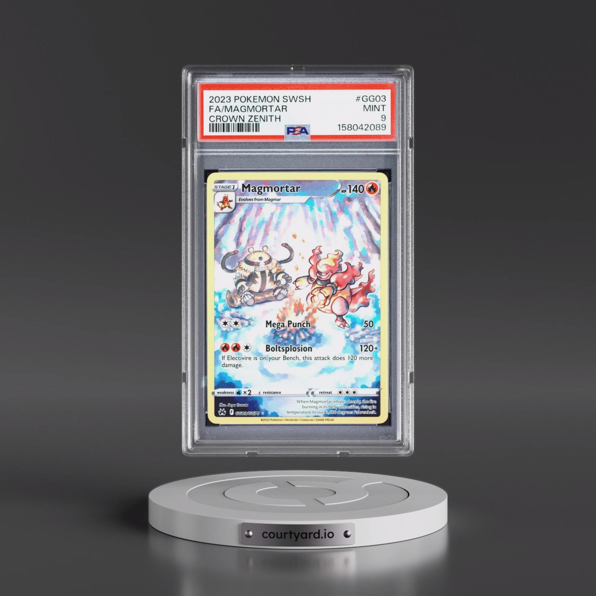 2023 Pokémon Sword and Shield Crown Zenith #GG03 Magmortar - Full Art (PSA 9 MINT)