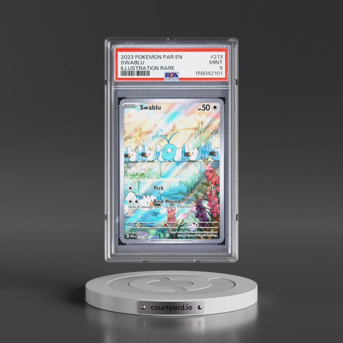 2023 Pokémon Par EN-Paradox Rift #213 Swablu - Illustration Rare (PSA 9 MINT)