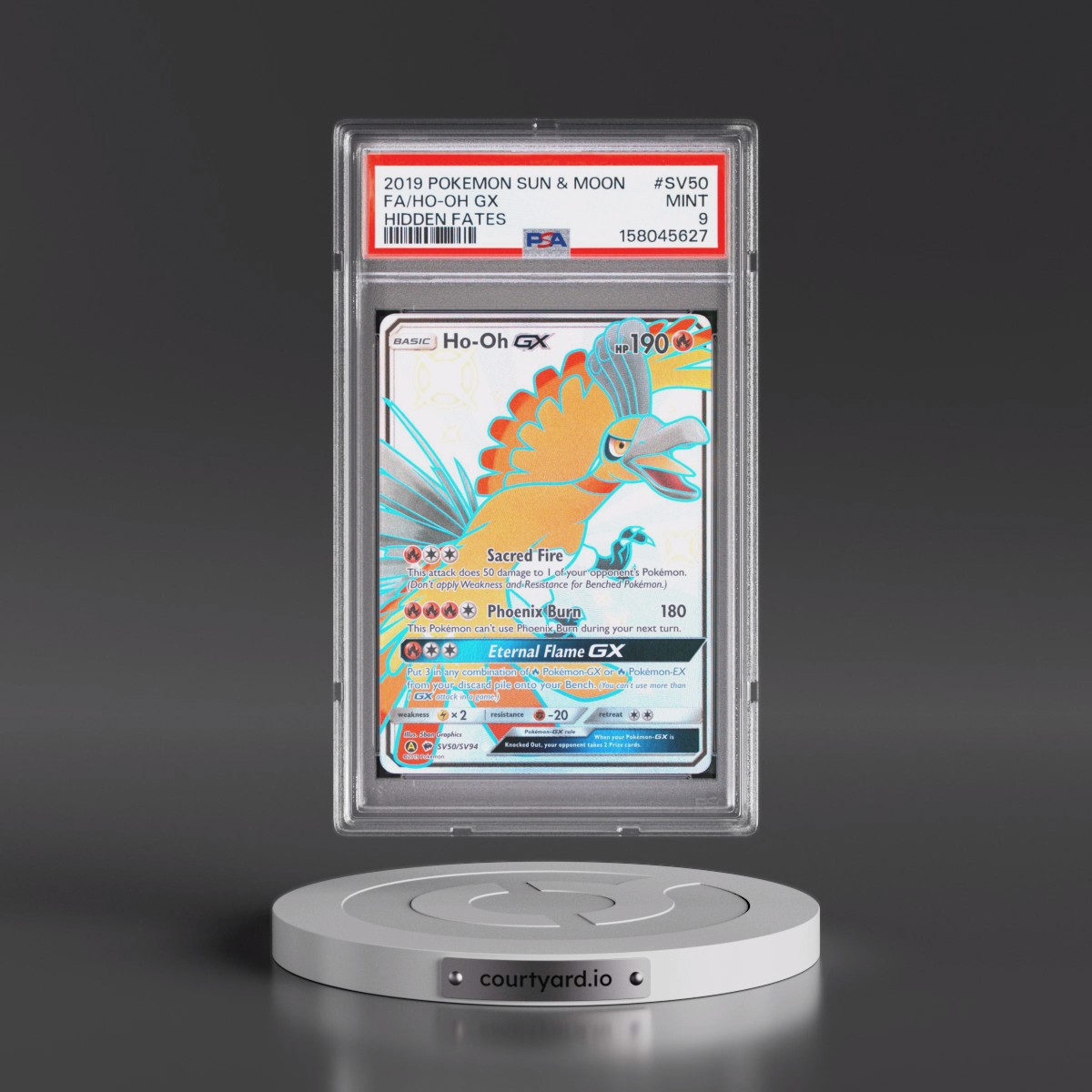 2019 Pokémon Sun & Moon Hidden Fates #SV50 HO-Oh GX - Holo Full Art (PSA 9 MINT)