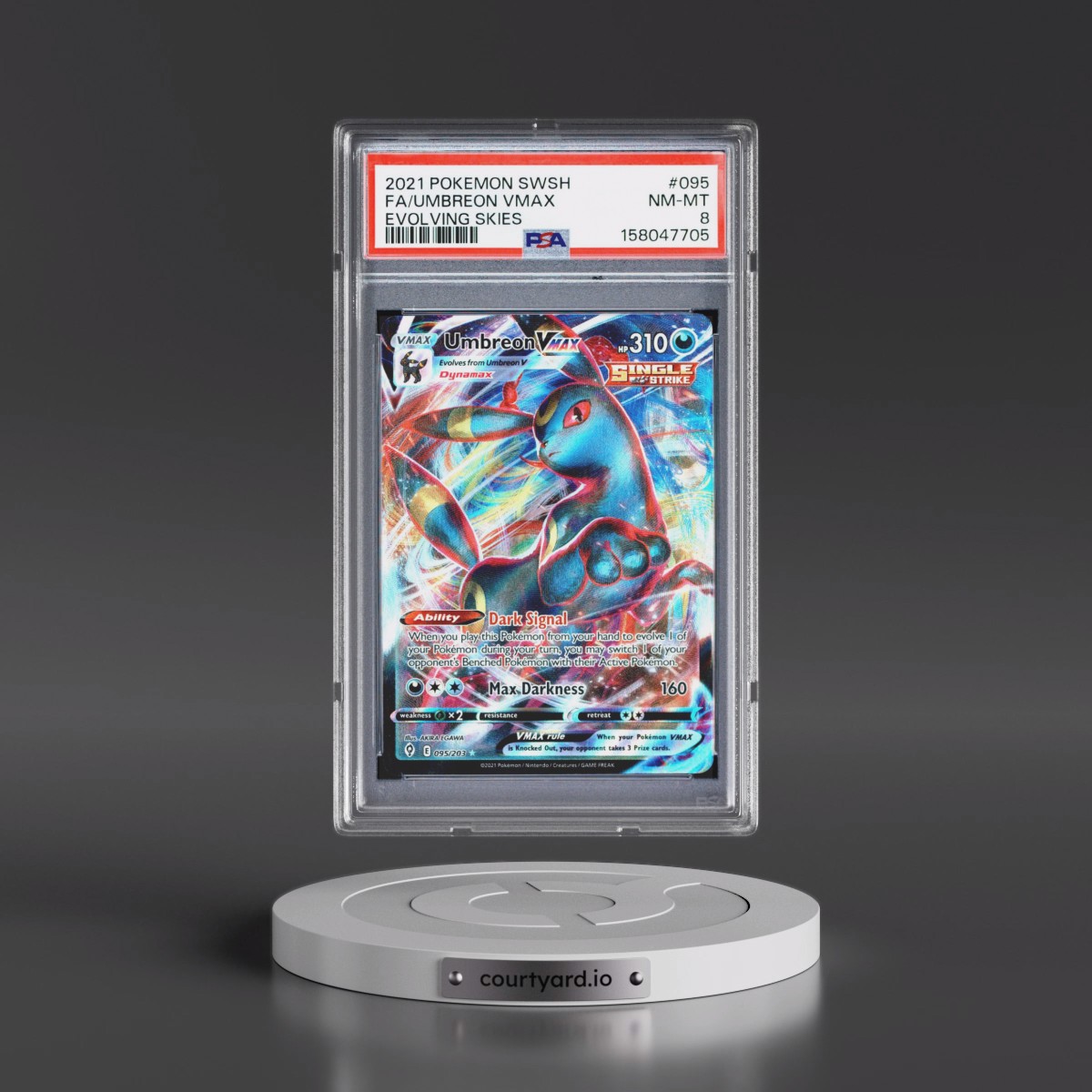 2021 Pokémon Sword & Shield Evolving Skies #095 Umbreon Vmax - Full Art (PSA 8 NM-MT)