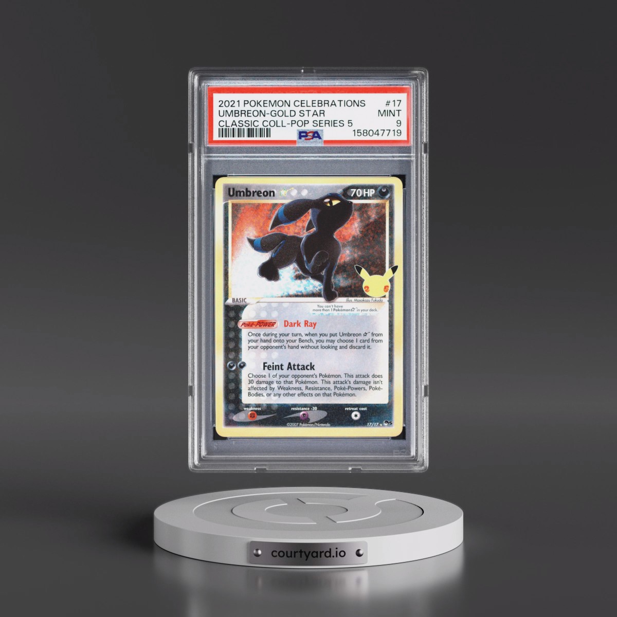 2021 Pokémon Celebrations Classic Collection #17 Umbreon-Gold Star (PSA 9 MINT)