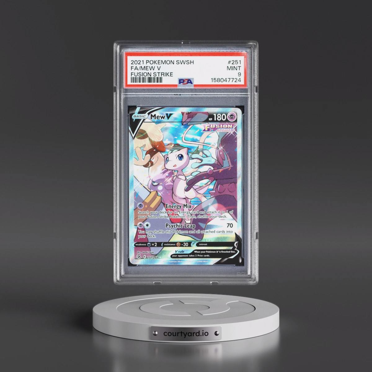2021 Pokémon Sword & Shield Fusion Strike #251 Mew V - Holo Full Art (PSA 9 MINT)